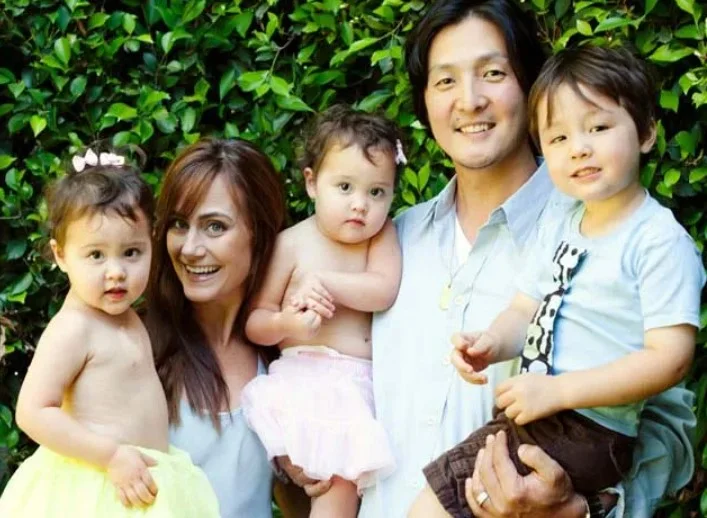 Seung Yong Chung with his ex-wife and kids