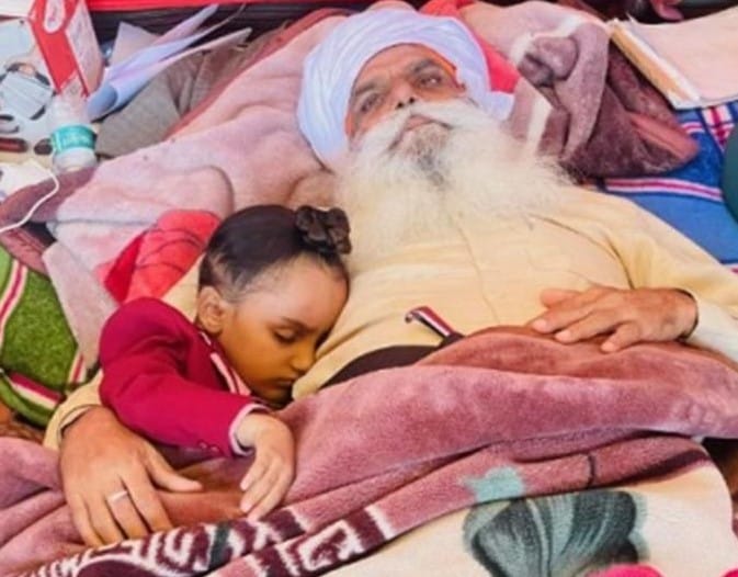 Jagjit Singh Dallewal with his grandson