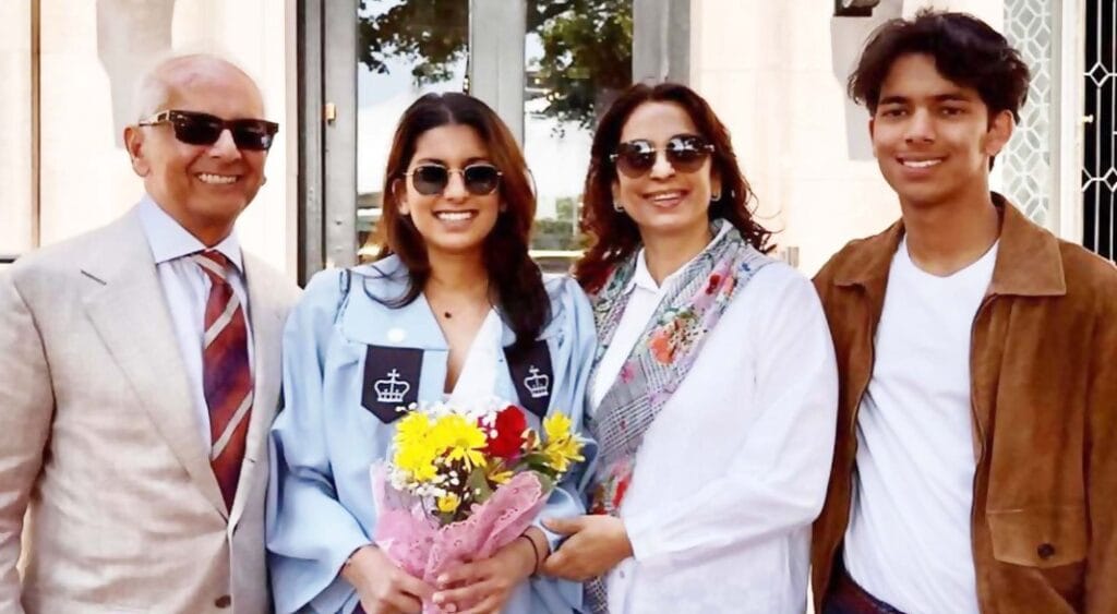 Jay Mehta with his wife and kids