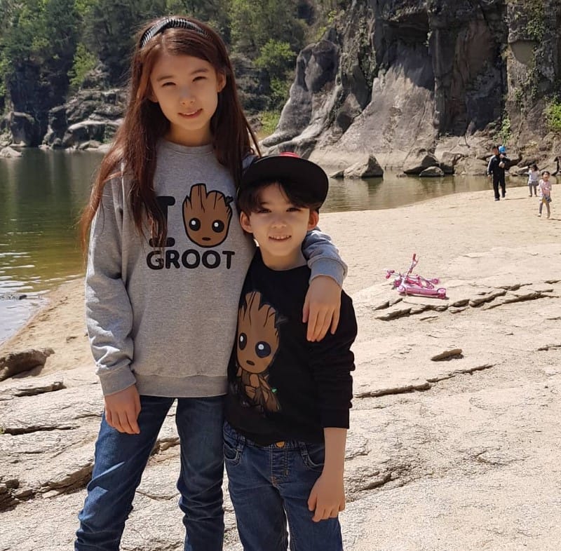 Cooper Lunde with his sister
