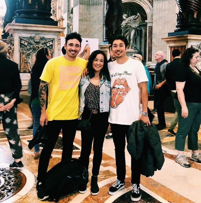 Jake Taylor with his mother and brother