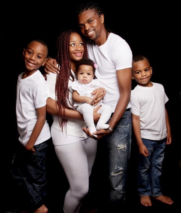 Amara Kanu with her husband and kids
