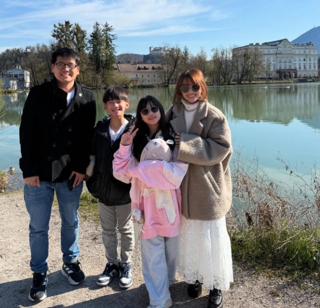 Audrey Fourfeetnine with her husband and kids