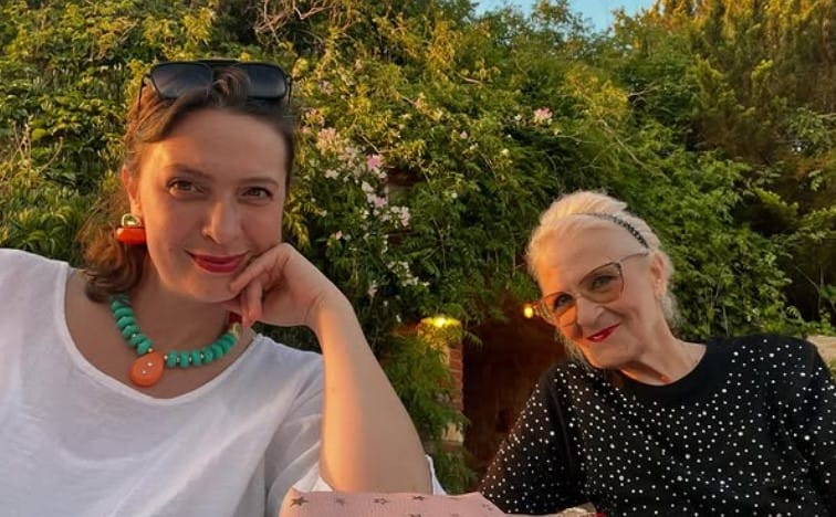 Nil Gunal with her mother