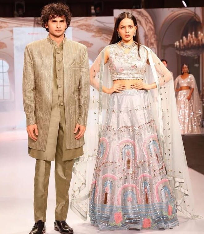 Devanshi Sharma during a ramp walk at Times Fashion Week