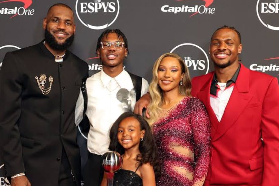 Savannah James with her husband and kids